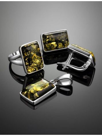 Green Amber Ring In Sterling Silver The Copenhagen, Ring Size: 12 / 21.5, image , picture 6