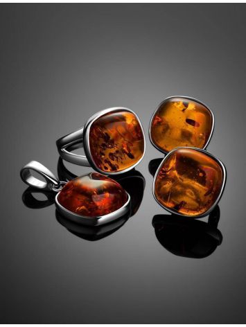 Cognac Amber Ring In Sterling Silver The Copenhagen, Ring Size: 5.5 / 16, image , picture 5
