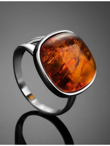 Cognac Amber Ring In Sterling Silver The Copenhagen, Ring Size: 5.5 / 16, image , picture 2