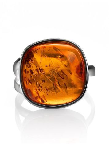 Cognac Amber Ring In Sterling Silver The Copenhagen, Ring Size: 5.5 / 16, image , picture 4