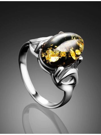 Green Amber Ring In Sterling Silver The Prussia, Ring Size: 6 / 16.5, image , picture 2