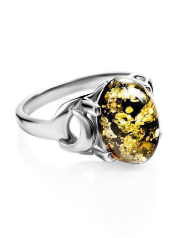 Green Amber Ring In Sterling Silver The Prussia, Ring Size: 6 / 16.5, image , picture 4