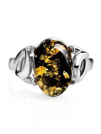 Green Amber Ring In Sterling Silver The Prussia, Ring Size: 6 / 16.5, image , picture 5