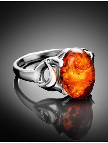 Cognac Amber Ring In Sterling Silver The Prussia, Ring Size: 11.5 / 21, image , picture 2