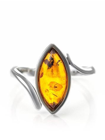Adorable Sterling Silver Ring With Leaf Cut Amber The Adagio, Ring Size: 5.5 / 16, image , picture 3