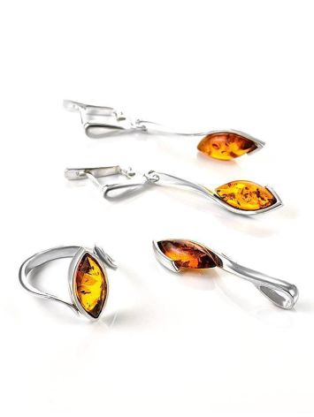Delicate Cognac Amber Pendant In Sterling Silver The Adagio, image , picture 3