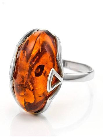 Cognac Amber Ring In Sterling Silver The Rendezvous, Ring Size: 13 / 22, image , picture 4