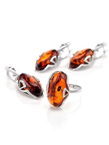 Cognac Amber Ring In Sterling Silver The Rendezvous, Ring Size: 13 / 22, image , picture 5