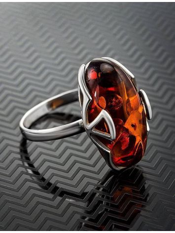 Cognac Amber Ring In Sterling Silver The Rendezvous, Ring Size: 5.5 / 16, image , picture 2