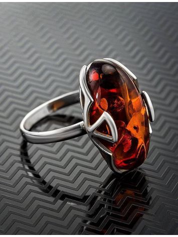 Cognac Amber Ring In Sterling Silver The Rendezvous, Ring Size: 13 / 22, image , picture 2