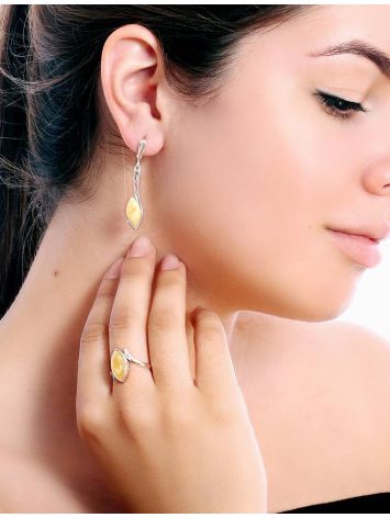 White Amber Ring In Sterling Silver The Adagio, Ring Size: 9 / 19, image , picture 2