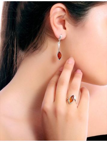 Delicate Cognac Amber Pendant In Sterling Silver The Adagio, image , picture 4