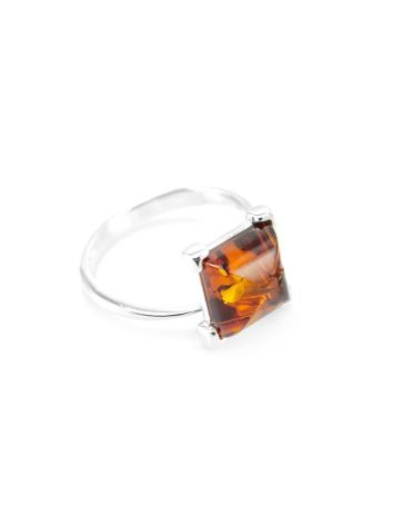Sterling Silver Ring With Square Amber Stone The Athena, Ring Size: 11.5 / 21, image 
