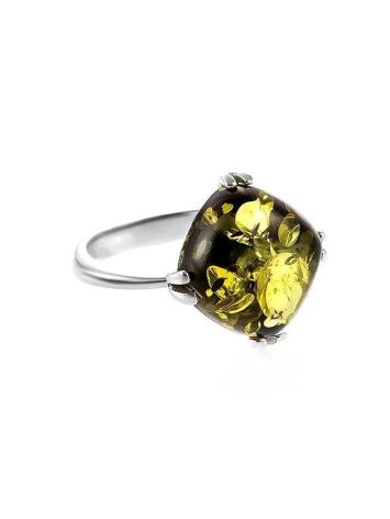 Green Amber Ring In Sterling Silver The Byzantium, Ring Size: 11 / 20.5, image 