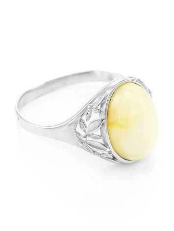 Oval Amber Ring In Sterling Silver The Carmen, Ring Size: 5.5 / 16, image 
