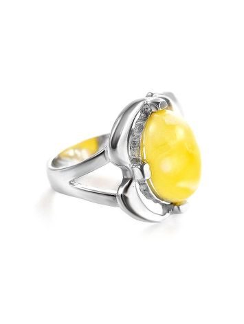 Sterling Silver Ring With Oval Cut Amber The Violet, Ring Size: 11.5 / 21, image 