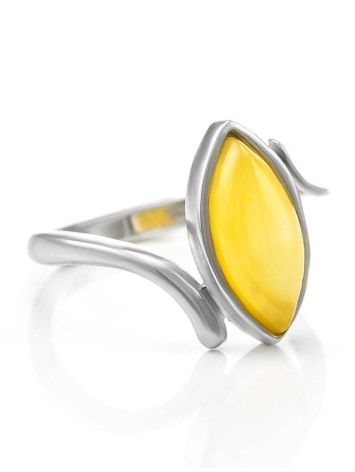 White Amber Ring In Sterling Silver The Adagio, Ring Size: 9 / 19, image 