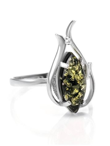 Floral Amber Ring In Sterling Silver The Tulip, Ring Size: 13 / 22, image 