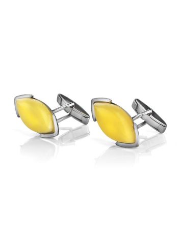 Amber Cufflinks In Sterling Silver The Petal, image 