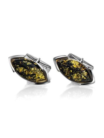 Sterling Silver Cufflinks With Leaf Cut Amber The Petal, image 