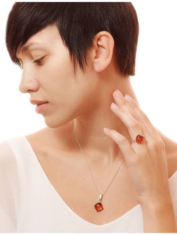 Cognac Amber Ring In Sterling Silver The Byzantium, Ring Size: 5.5 / 16, image , picture 3