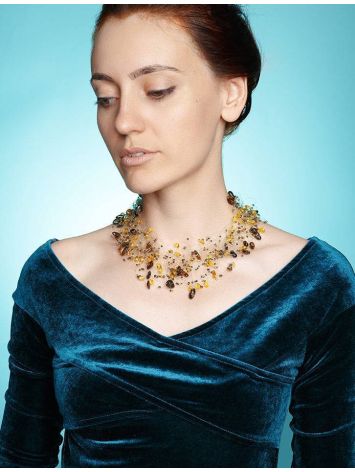 Multicolor Amber Necklace With Glass Beads The Fable, image , picture 5