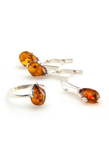 Drop Cut Amber Ring In Sterling Silver The Twinkle, Ring Size: 6 / 16.5, image , picture 4