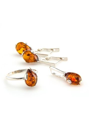 Drop Cut Amber Ring In Sterling Silver The Twinkle, Ring Size: 10 / 20, image , picture 4
