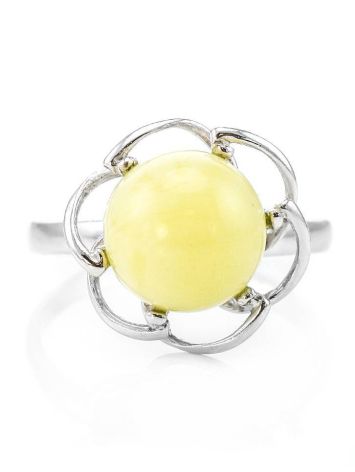 Luminous Amber Ring In Sterling Silver The Daisy, Ring Size: 6 / 16.5, image , picture 2
