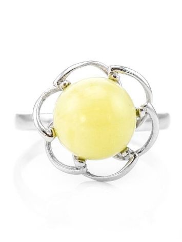 Luminous Amber Ring In Sterling Silver The Daisy, Ring Size: 13 / 22, image , picture 2