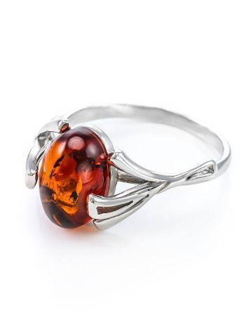 Delicate Sterling Silver Ring With Oval Cut Amber The Crocus, Ring Size: 6.5 / 17, image , picture 5