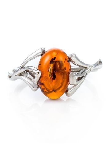 Delicate Sterling Silver Ring With Oval Cut Amber The Crocus, Ring Size: 6.5 / 17, image , picture 4
