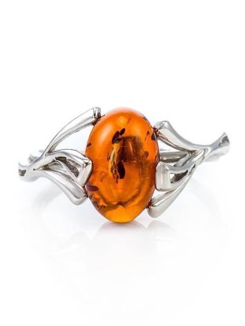 Delicate Sterling Silver Ring With Oval Cut Amber The Crocus, Ring Size: 12 / 21.5, image , picture 4