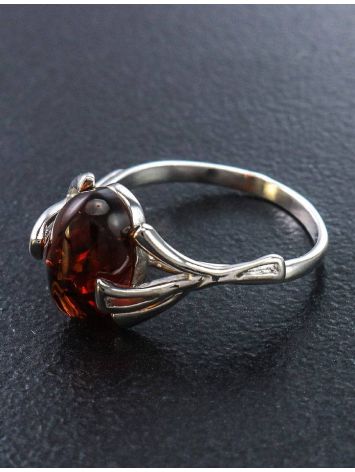 Delicate Sterling Silver Ring With Oval Cut Amber The Crocus, Ring Size: 6.5 / 17, image , picture 3