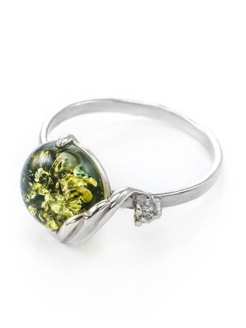 Amazing Amber Ring In Sterling Silver With Crystals The Swan, Ring Size: 12 / 21.5, image , picture 5