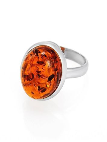 Кольцо из серебра 925 пробы и натурального искрящегося янтаря 18, Ring Size: 8 / 18, image , picture 3