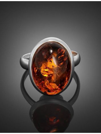 Кольцо из серебра 925 пробы и натурального искрящегося янтаря 18, Ring Size: 8 / 18, image , picture 4