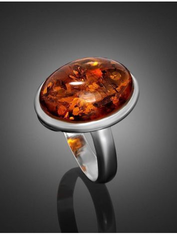 Кольцо из серебра 925 пробы и натурального искрящегося янтаря 18, Ring Size: 8 / 18, image , picture 2