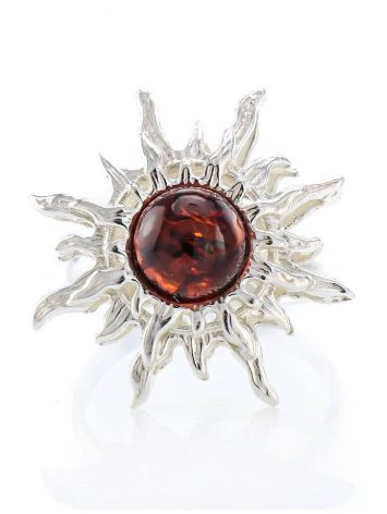 Sun Shaped Amber Ring In Sterling Silver The Helios, Ring Size: 5 / 15.5, image , picture 4
