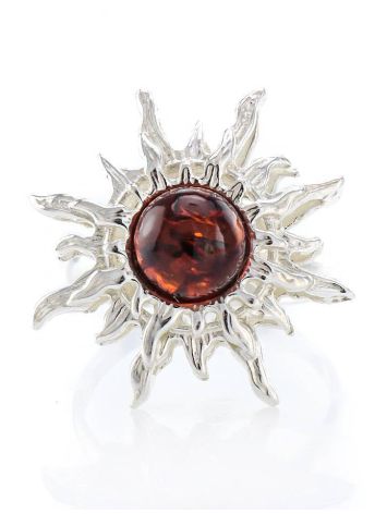 Sun Shaped Amber Ring In Sterling Silver The Helios, Ring Size: 4 / 15, image , picture 4