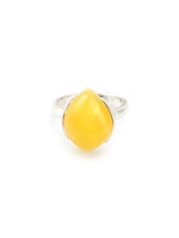Adorable Silver Ring With Honey Amber The Cat's Eye, Ring Size: 11.5 / 21, image , picture 2