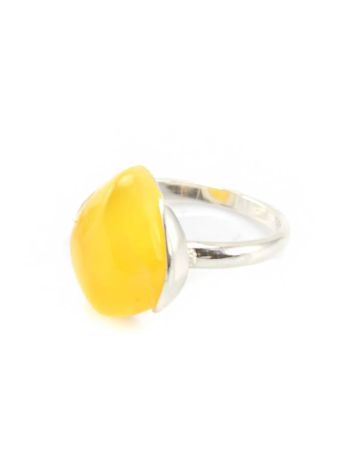 Adorable Silver Ring With Honey Amber The Cat's Eye, Ring Size: 11.5 / 21, image , picture 3