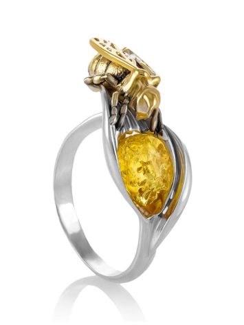 Lemon Amber Ring In Sterling Silver The Bee, Ring Size: 5.5 / 16, image , picture 3