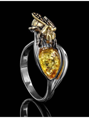 Lemon Amber Ring In Sterling Silver The Bee, Ring Size: 10 / 20, image , picture 2