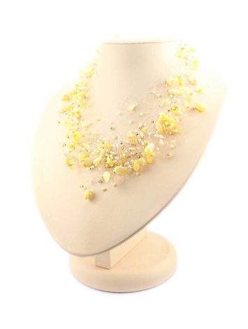 Honey Amber Necklace With Glass Beads the Fable, image , picture 2