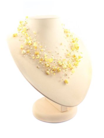 Honey Amber Necklace With Glass Beads the Fable, image , picture 3