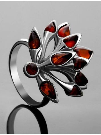 Floral Amber Ring In Sterling Silver The Dahlia, Ring Size: 8.5 / 18.5, image , picture 2