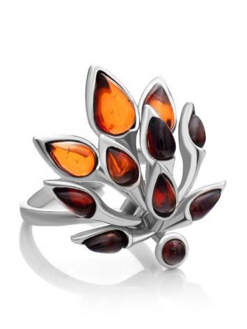 Floral Amber Ring In Sterling Silver The Dahlia, Ring Size: 8.5 / 18.5, image , picture 4