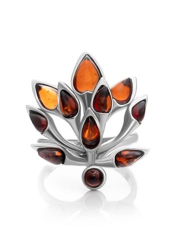 Floral Amber Ring In Sterling Silver The Dahlia, Ring Size: 8.5 / 18.5, image , picture 5