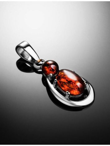 Cognac Amber Pendant In Sterling Silver The Prussia, image , picture 2